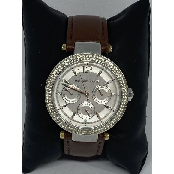 Michael Kors MK6194 Women's Brown Leather Analog Dial Quartz Genuine Watch KS553 - Picture 1 of 12